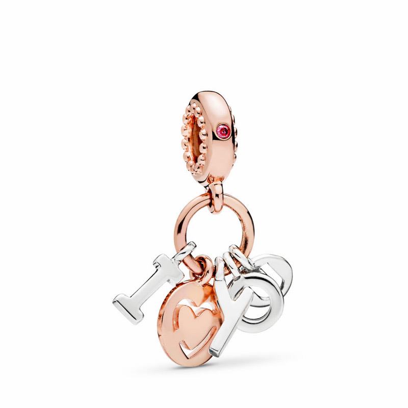 Pandora I Love You Letters Dangle Charm Outlet NZ, Pandora Rose™ (387592-JOF)